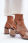 Elegant Women's High Heel Sandals Eco Leather Beige Asellesa