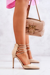Suede Design High Heels Beige Loveth