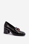 Black Patent Leather Pumps with Chain Paliotte
