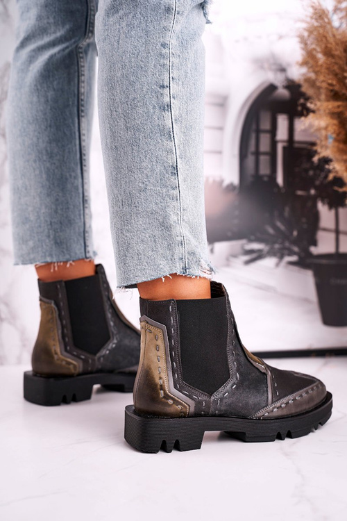 Women’s Boots Maciejka Leather elastic-sides Grey 04634-03