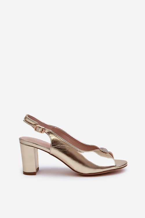 Sandały Eleganckie Damskie Obcas Słupek Złote Trasea 24SD98-6985