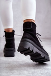 Suede Warm Lace-up Boots Black Elisabeth