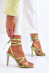 Women's Tied Sandals On A High Heel Green Meya