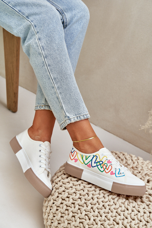 Tenisówki Trampki W Serca Damskie Białe Fonirea