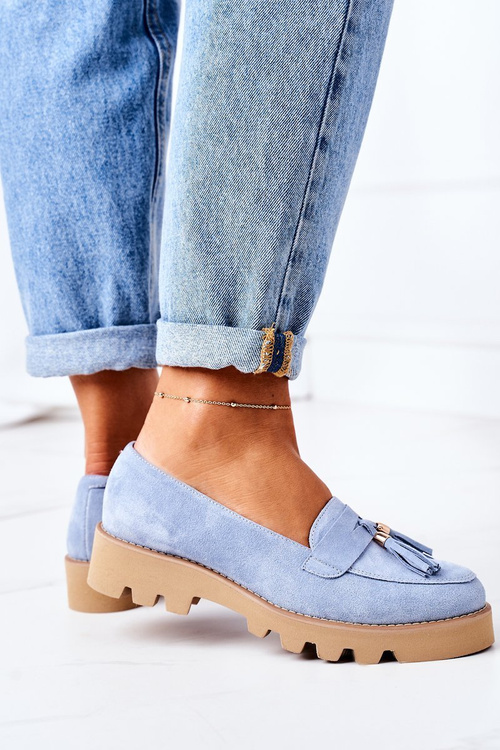 Suede Moccasins Lewski Shoes 3053 Light Blue