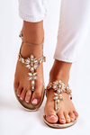 Women's Sandals Flip-flops With Cubic Zirconia Golden Solea