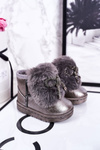Children's Snow Boots Insulated With Fur Dark Grey Aurora