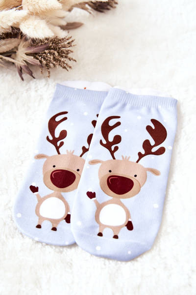 Feet Socks Reindeer Blue