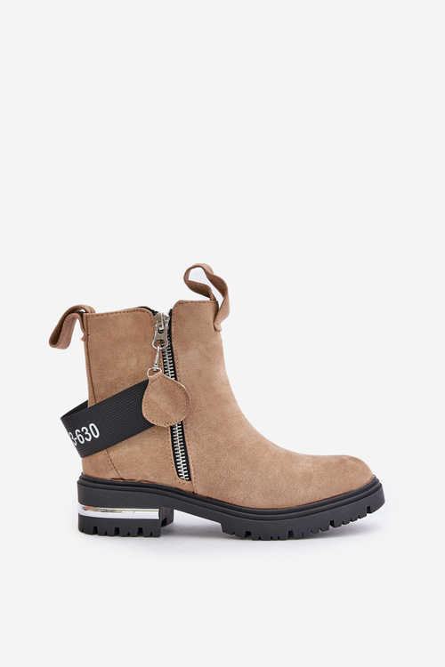 Women's warm boots with a zipper Brown Calvaro