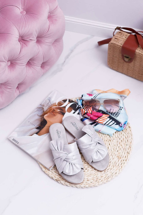 Shiny Flip Flops With Tie Grey Emilia