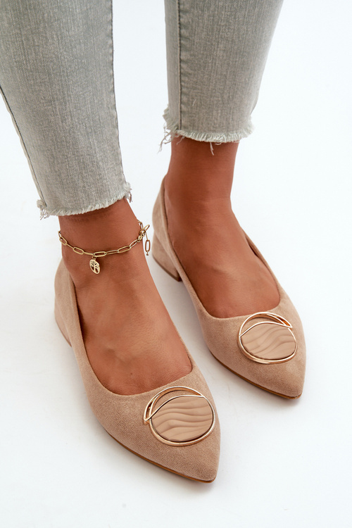 Czółenka Eko Zamszowe Niski Obcas Beżowe S.Barski KV27-037