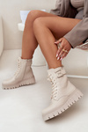 Womens Platform Ankle Boots With Decorative Detail Insulated Light Beige Lyrana