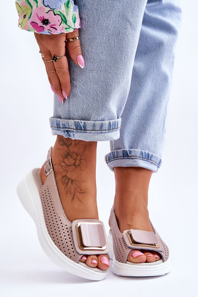 Openwork Leather Sandals S.Barski BN291 Pink