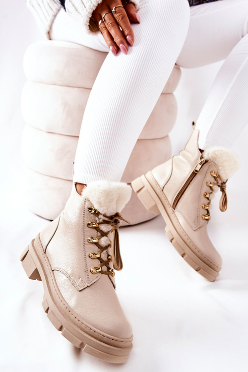 Leather Insulated Boots Beige Molissa