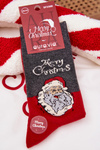 Men's Christmas Socks With Text And Smiling Santa Dark Gray