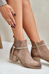 Suede Ankle Boots With Heels Insulated With Zipper Beige Zazoo 60478