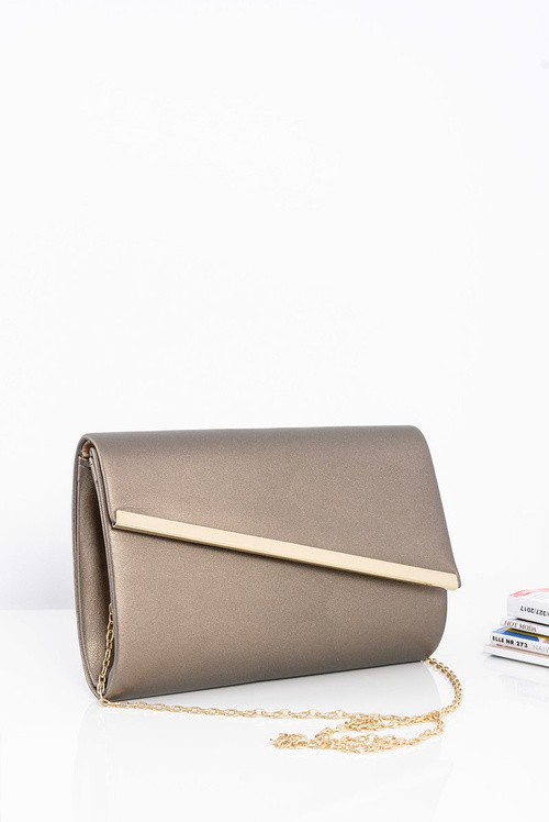 Fashionable Ladies' Licensed Clutch Bag On Gold Chain Dark Gold