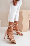 Stylish High Heels With Straps Beige Saredi