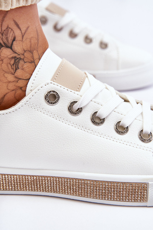 Trampki Niskie Damskie Dżety Biało-Beżowe Demira