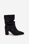 Women's Ankle Boots with Ruching Heeled Warm Black Amelise