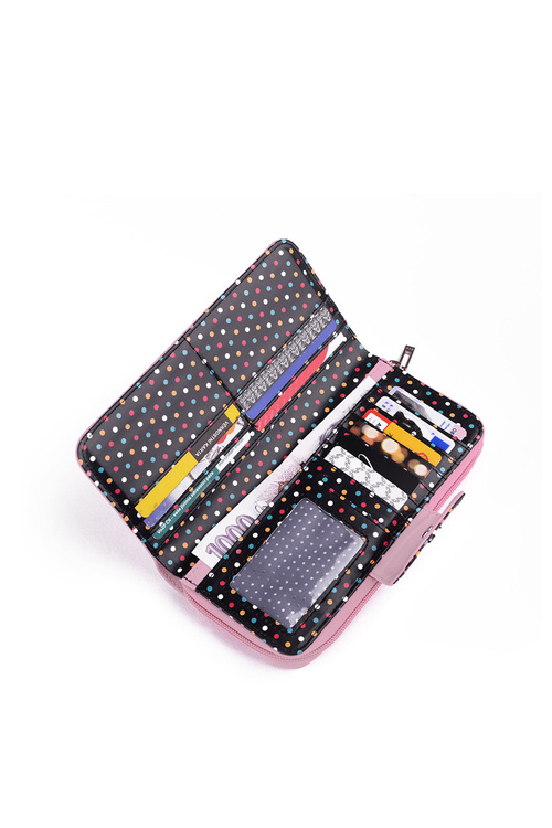 Large Women's Zip Wallet Dots Light Pink Huntress