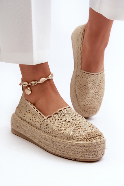 Women's Lace Espadrilles on Platform Gold Elarose