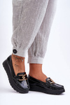 Leather Platform Moccasins with Decoration Black Desmond