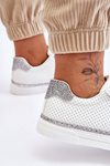 Women's Low Perforated Sneakers white and Silver Daxton