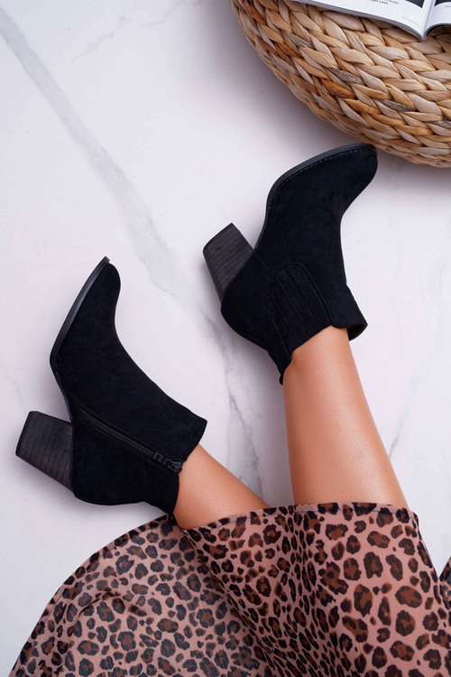 Women's Heeled Boots Suede Black Gomen