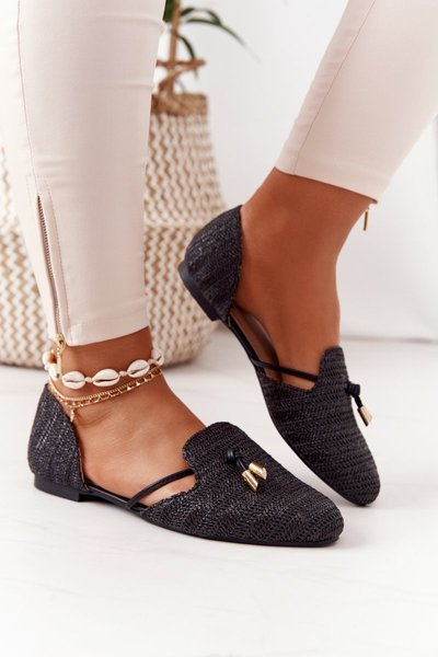Pointed Toe Braided Ballerinas Lu Boo Black