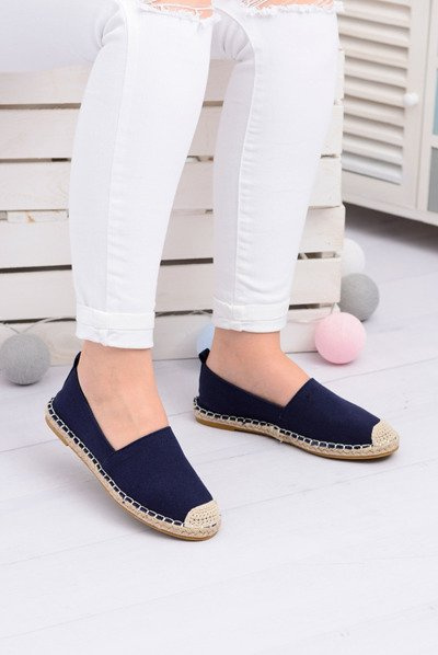Linen Women's Navy Blue Slip On Espadrilles Nelly