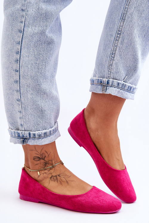 Women's Suede Ballerina Flats Fuchsia Lasota