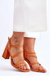 Leather Heel Sandals Orange Florentina