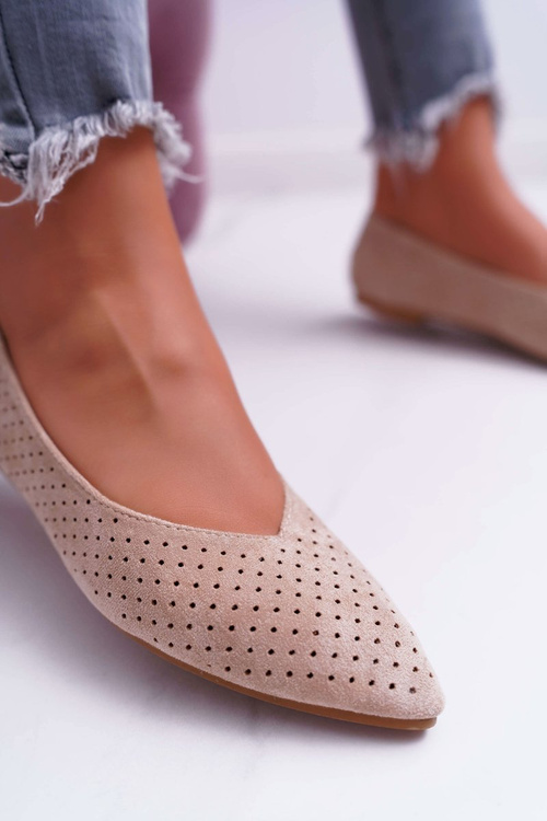 Lu Boo Women's Ballerinas Openwork Beige Dessert