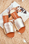 Women's Flat Gold Flip Flops Mimios