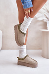 Women's Platform Winter Boots Insulated With Fur Green Straps