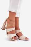 Ladies Sandals On Heel Beige Sergio Leone SK866