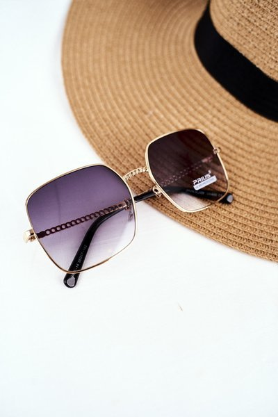 Gold Women's Sunglasses Prius PRE-14 Black Mirror Gradient