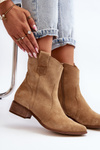 Suede Cowboy Ankle Boots With Low Heel Zazoo 3329 Brown