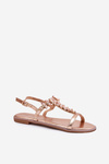 Women's Flat Sandals With Crystals Rose Gold Saane