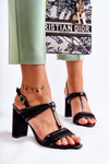 Fashionable Leather Sandals On A Bar Black Passion