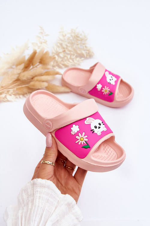 Light Children's Slides Sandals With Animal Motif Pink Rico