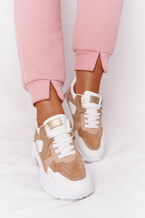 Women's Sneakers On A Chunky Sole Beige Yolo