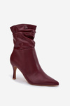 Women's ankle boots on heel with ruched shaft zipper Bordeaux Ulisse