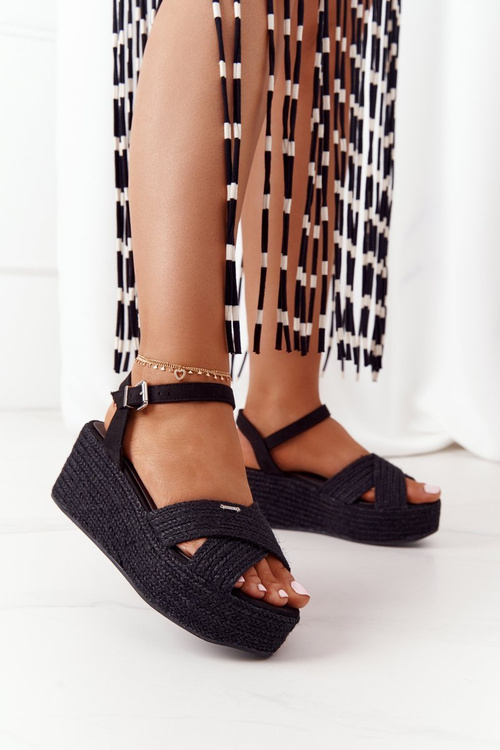Braided Wedge Sandals Big Star FF274762 Black