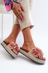 Women's Platform Sandals Adorned with Flowers Pink Nodina
