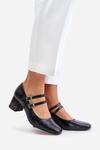 Leather Heels With Straps On The Block Black Laura Messi 2857