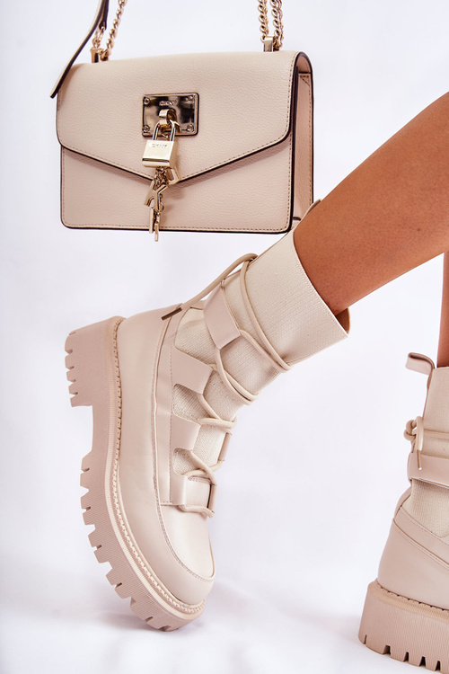 Women's Boots Workers With A Sock Beige Fallor