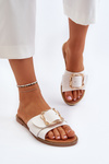 Women's White Sandals with Strap and Buckle Opahiri