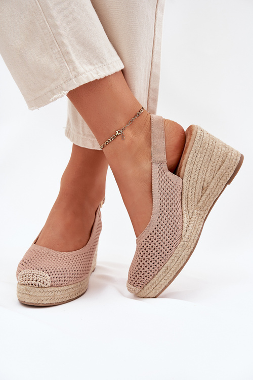 Womens wedge sandals with braiding pink Tulliata